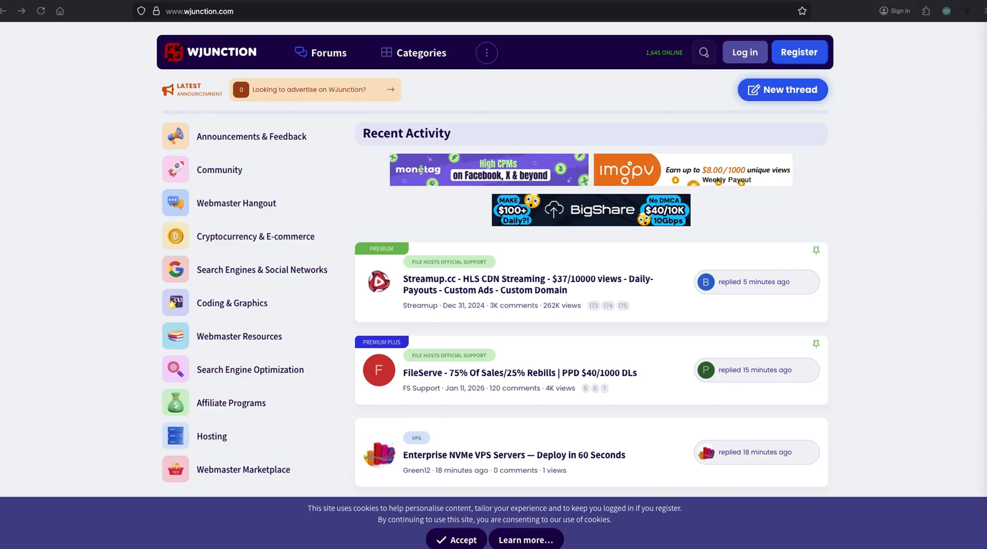 wjunction.com — 首页即项目池