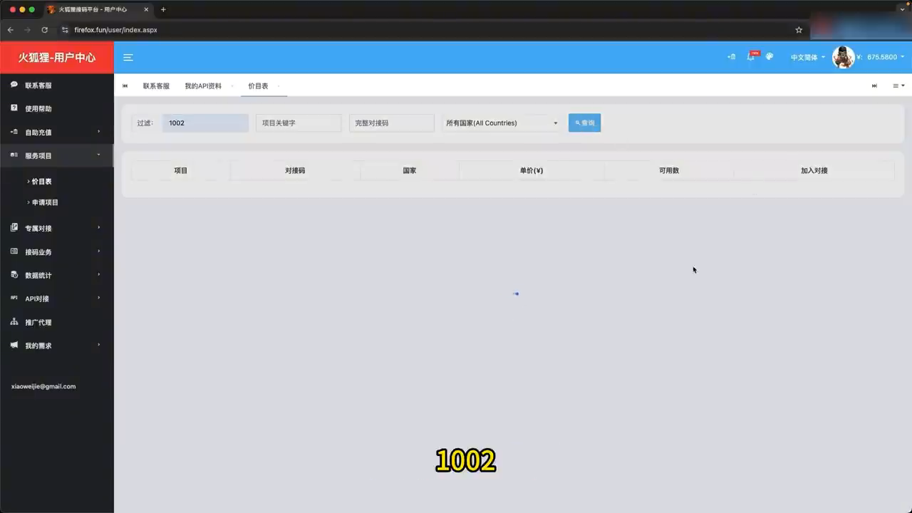 火狐狸接码 — 项目 1002 与最大出价