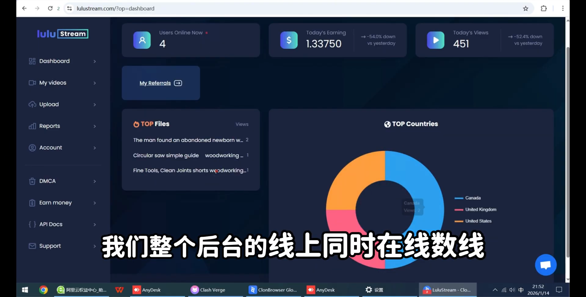 Dashboard 在线数与当日收益