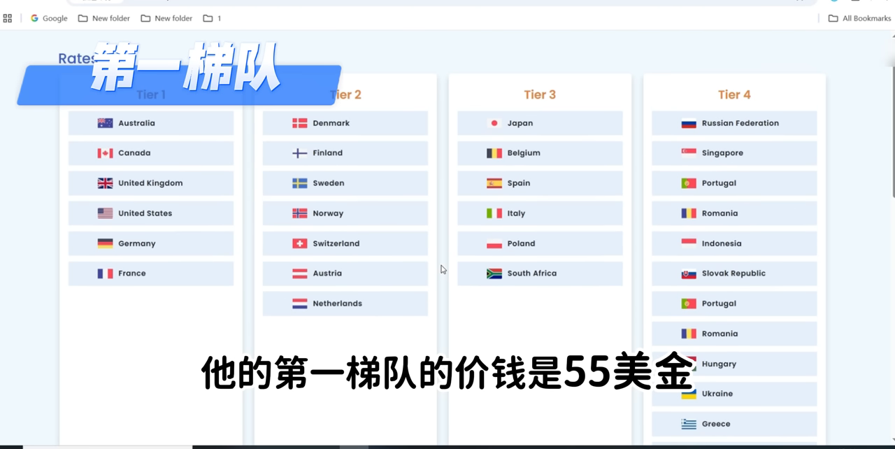 VidNest 四档计费：Tier1 $55 / Tier2 $40 / Tier3 $30 / Tier4 $20
