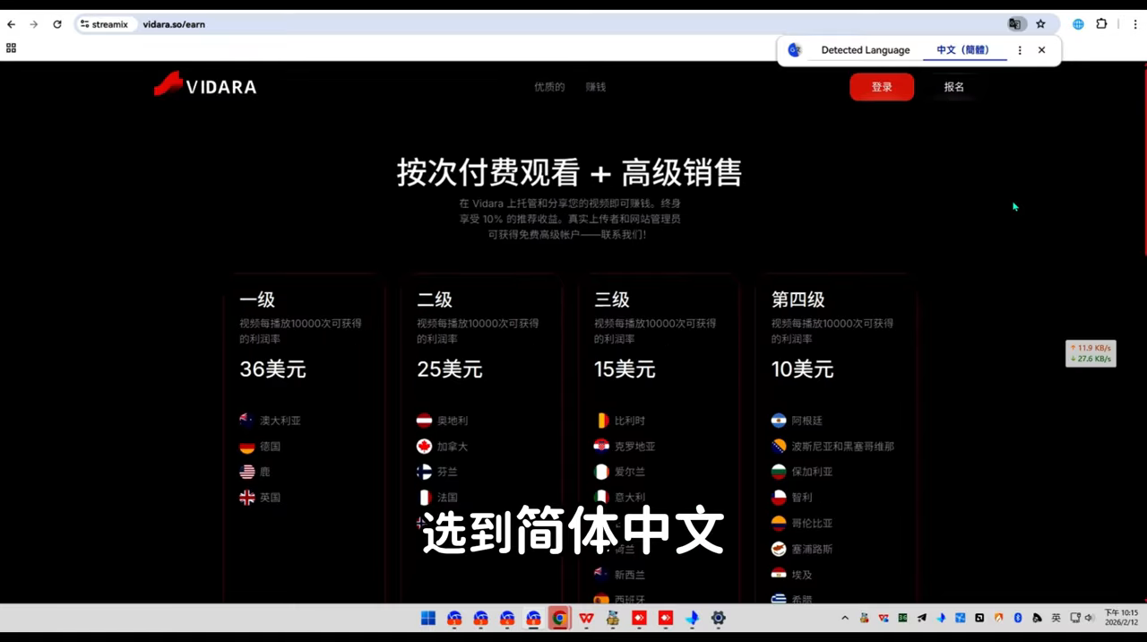 Vidara 四档计费：一级 $36 / 万次观看