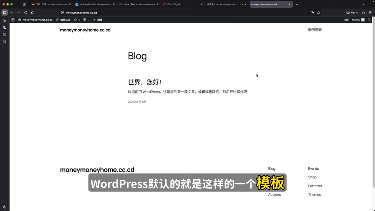 WordPress 前台上线，ARM 自建站跑通